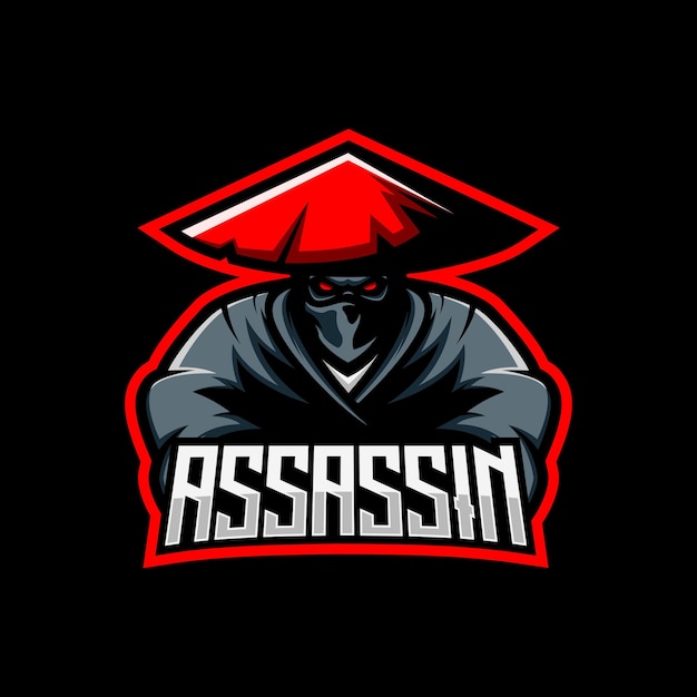 Mascotte da gioco con logo assassin ninja modello sport