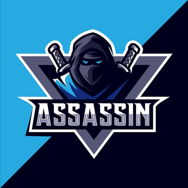 Assassin with sword mascot esport logo design