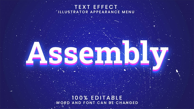 Assembly editable glowing text effect style template