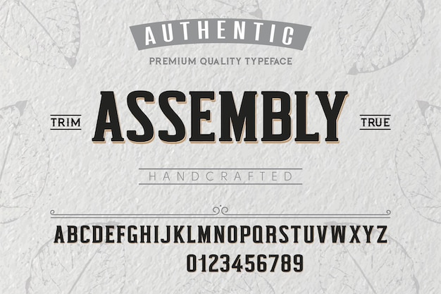 Vector assembly typeface for labels and different type designs