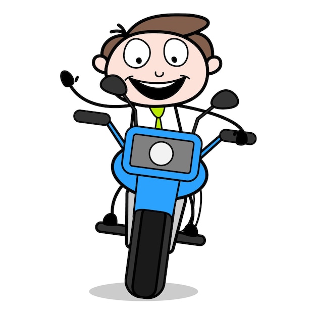 asset of young businessman cartoon character riding motorbike