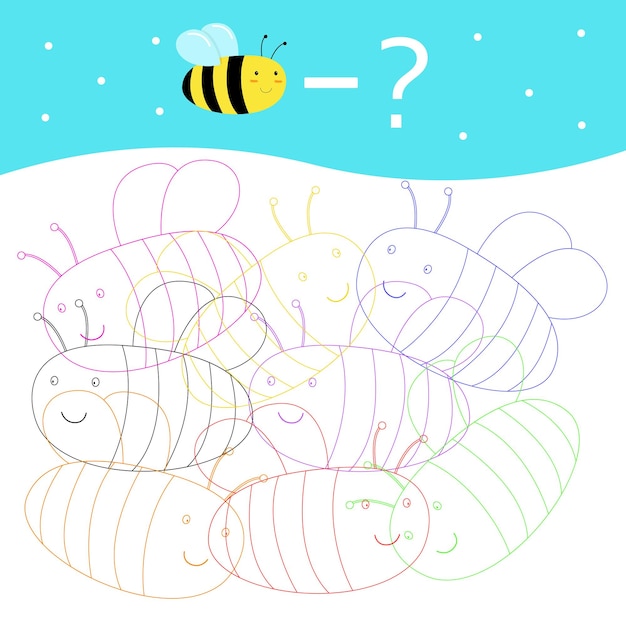 미취학 아동을 위한 과제 어린이를 위한 게임 Printout Bees Vector 그래픽