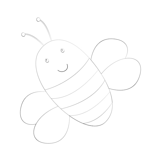 Assignments for preschoolers. Coloring. Printout, bees. Vector graphics. On white background.