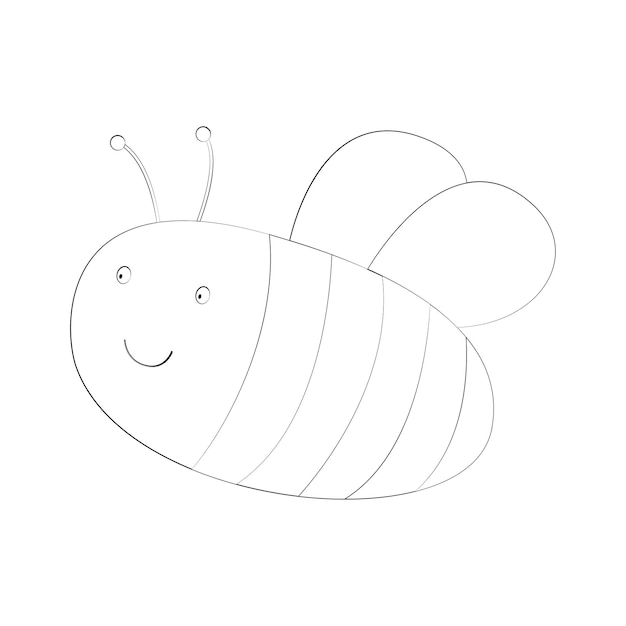 Assignments for preschoolers. Coloring. Printout, bees. Vector graphics. On white background.