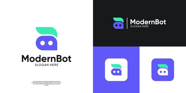 アシスタントボットのロゴアイコンベクトル 現代ロボットテクノロジーロゴテンプレート