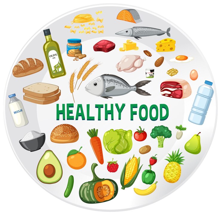 वेक्टर assorted healthy food items illustration