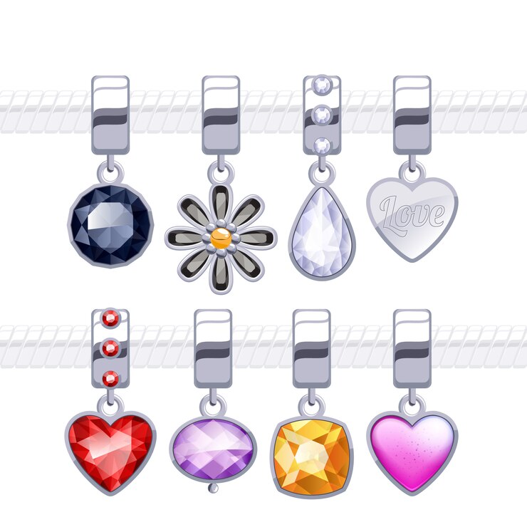 Assorted metal charm pendants for necklace or bracelet.