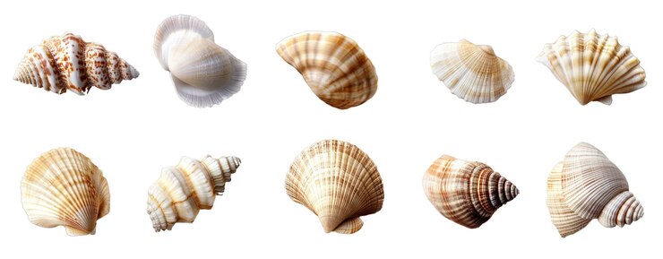 Vector assorted sea shells in natural hues