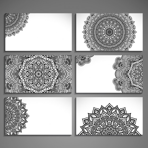 Assortment of cards with ethnic abstract drawings