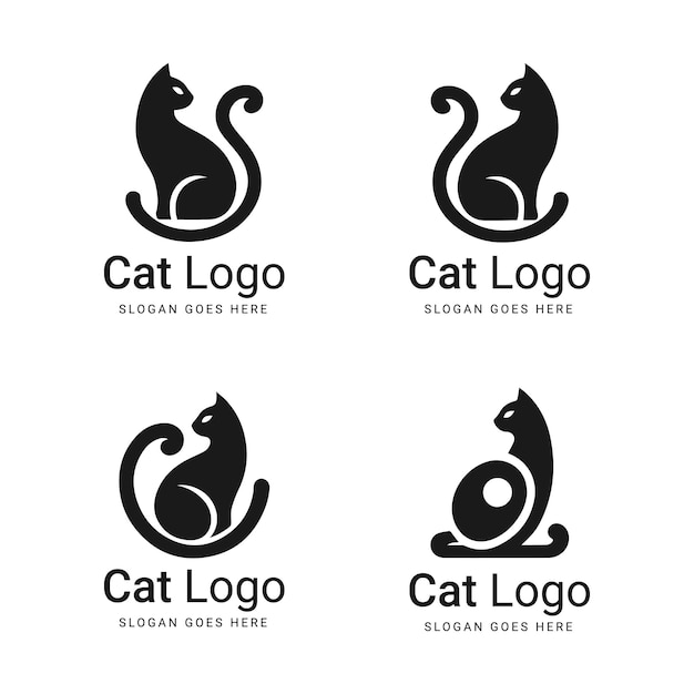 Vettore assortimento di disegni di logo di gatto