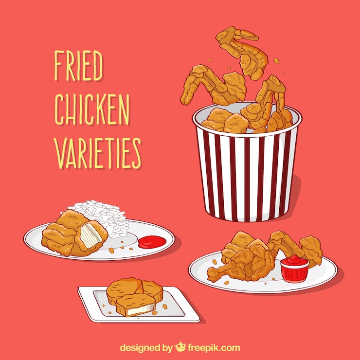 Vector 맛있는 프라이드 치킨 구색