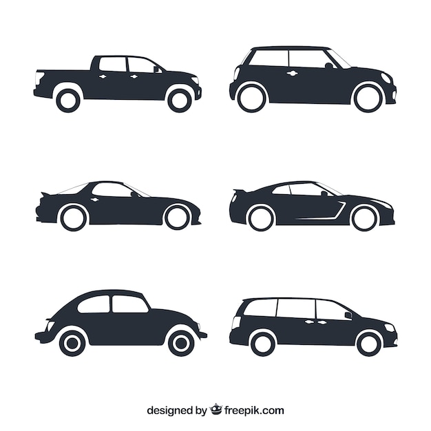 Assortment of fantastic car silhouettes