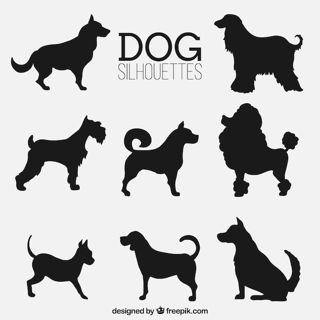 Vector assortment of fantastic dog silhouettes