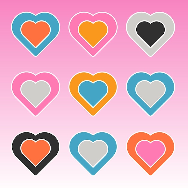 Vector assortment of hearts with different color