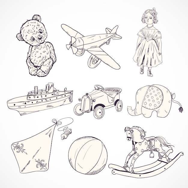 Assortment of toys in retro style