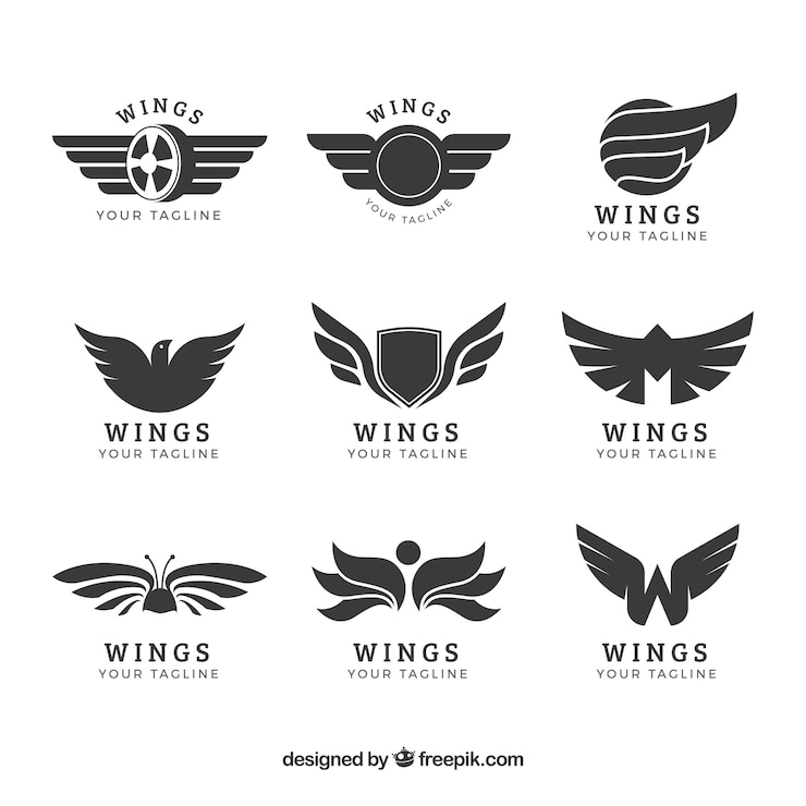 Vector 평면 디자인의 날개 로고 구색