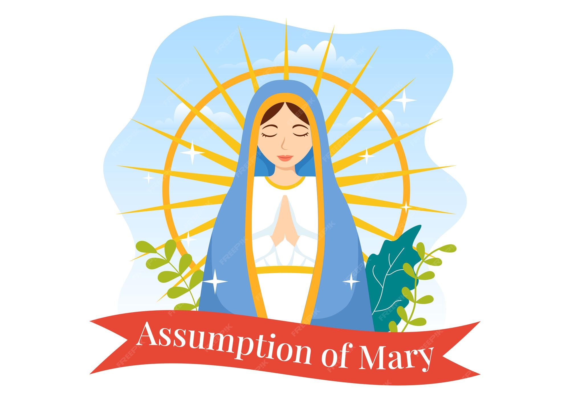 Premium Vector Assumption of mary illustration with feast of the