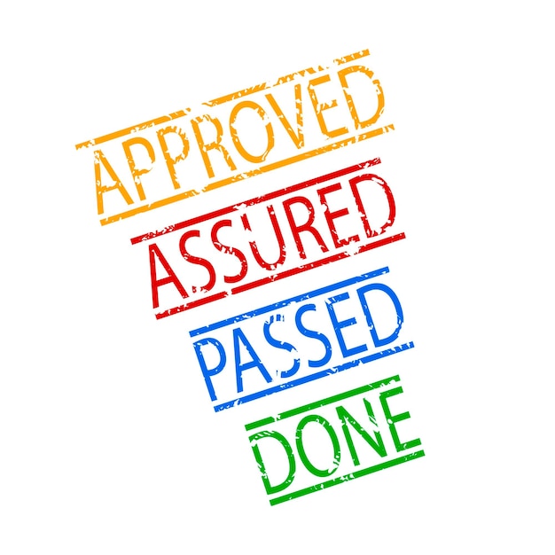 Assured passed done approved rubber stamp