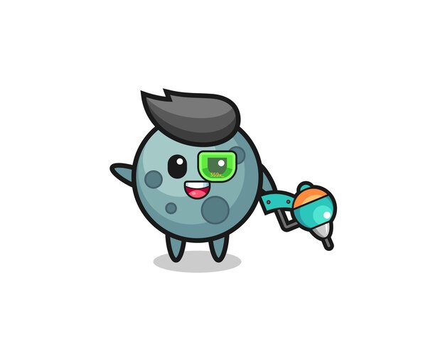 Asteroid cartoon as future warrior mascot , cute design