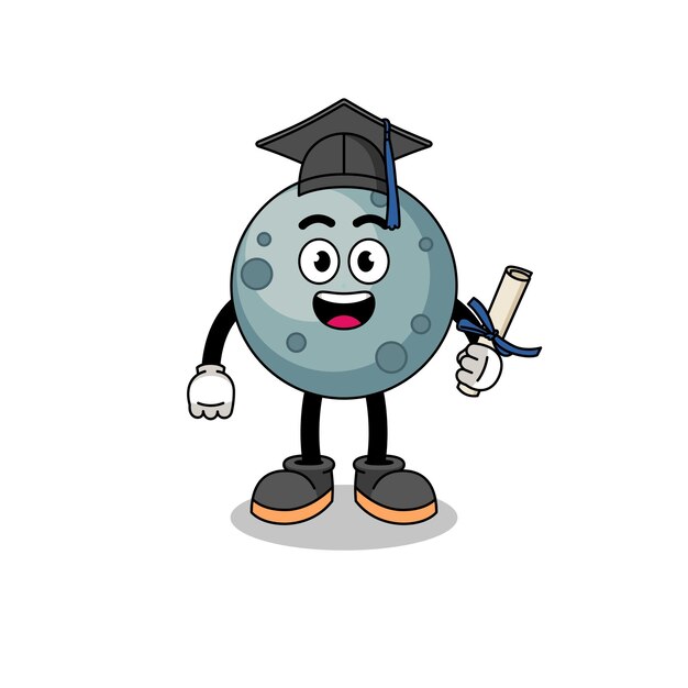Vector asteroid mascot with graduation pose