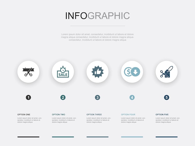 Asteroid space station moon rover space observatory icons infographic design template creative concept with 5 steps