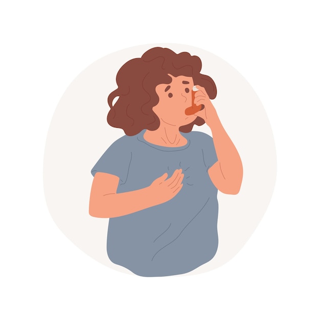 Asthma attack isolated cartoon vector illustration