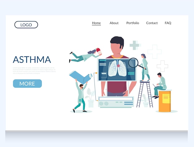 Astma vector website bestemmingspagina ontwerpsjabloon