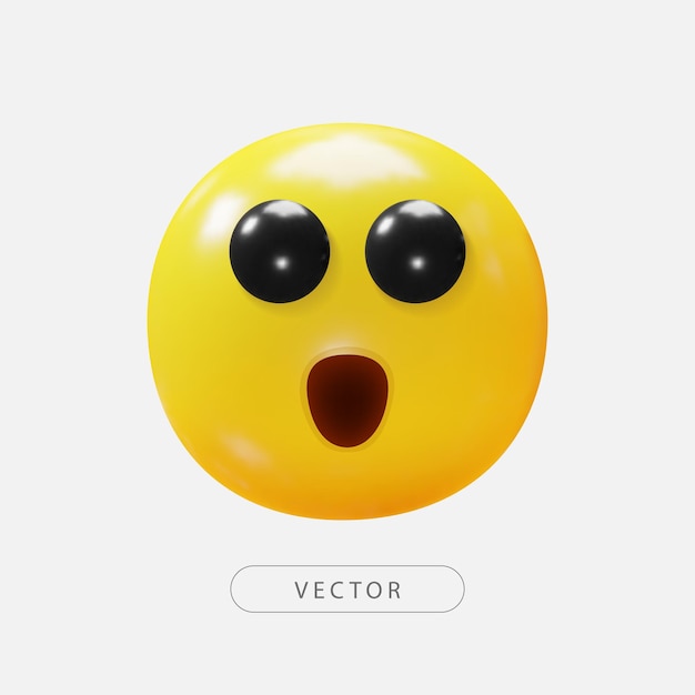 Vettore emoji sbalorditi con icona di rendering