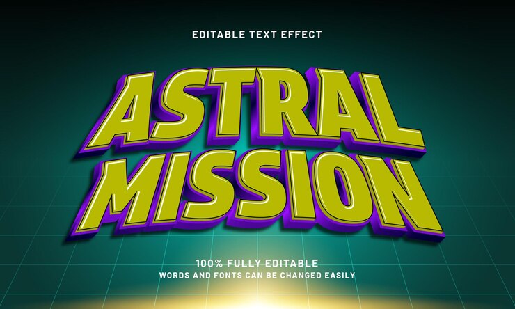 Vector astral mission editable text effect with a galaxy and cosmic text style