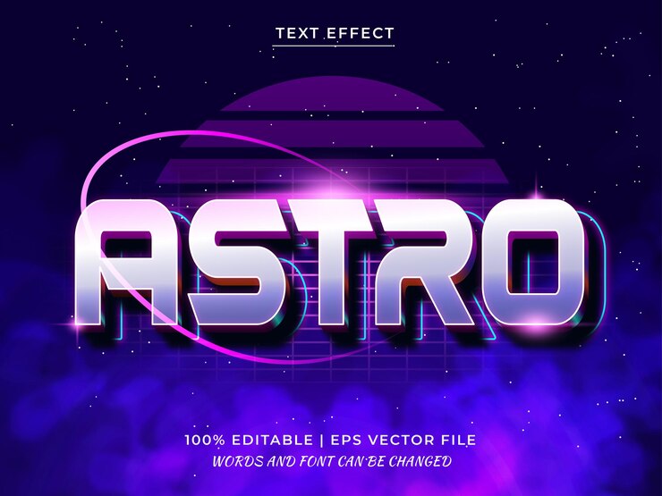 Vector astro 3d editable text effect premium vector
