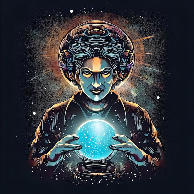 Astro Insight Artistic TShirt Design for Cosmic Mind Reading