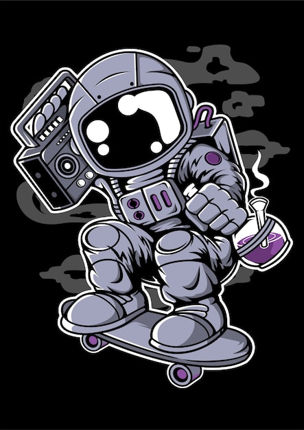 Astroanut Skater Boombox Cartoon Character