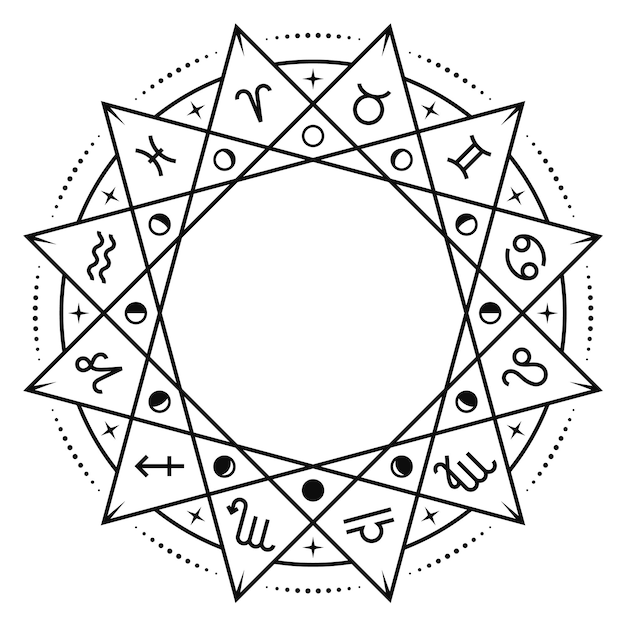 점성술 밀교 마술 기호 신비한 오각형 템플릿