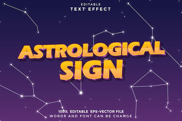 Вектор Астрологический знак редактируемый текстовый эффект 3d тиснение современный стиль