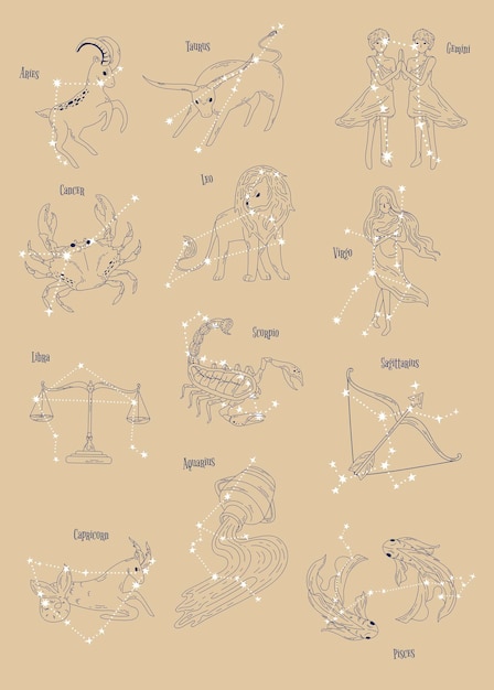 Vector astrological star signs vector set