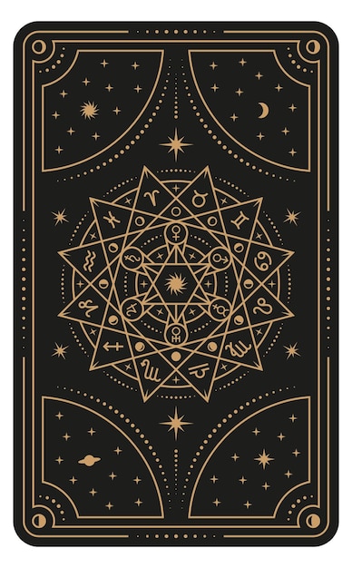 Astrological tarot design with zodiac elements Mystic ritual card