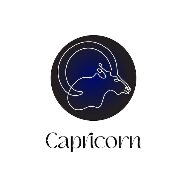 Astrologisch sterrenbeeld Steenbok in lijnstijl op donkerblauw Zodiak astrologiesymbool