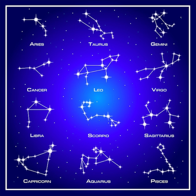 Vettore astrologia oroscopo segni zodiacali
