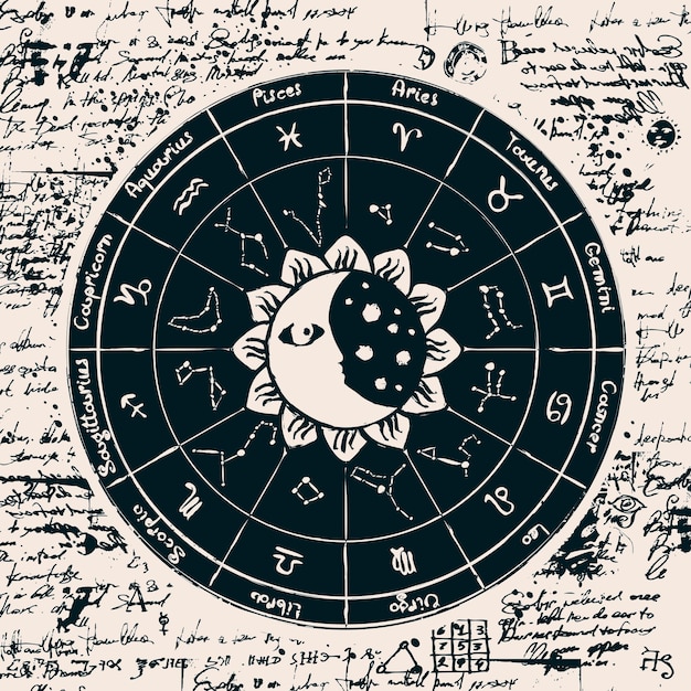 Astrology poster with sun and moon