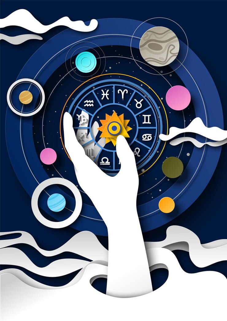 Vector astrology science creative papercut art style vector illustration