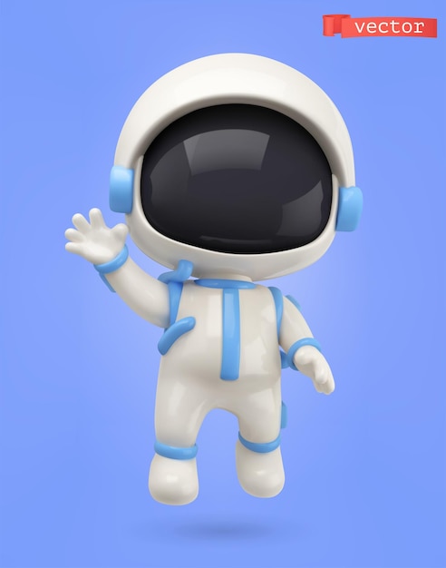 Астронавт 3d векторный мультфильм значок