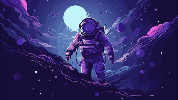 Vector astronaut achtergrond illustratie kleurrijke cartoon personage illustratie wetenschap