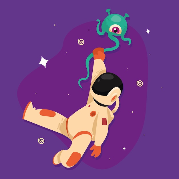 Astronaut and alien