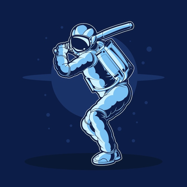 Disegno dell'illustrazione di baseball dell'astronauta