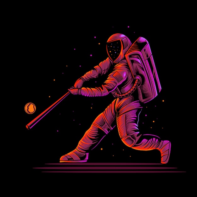 Astronaut baseball   illustration