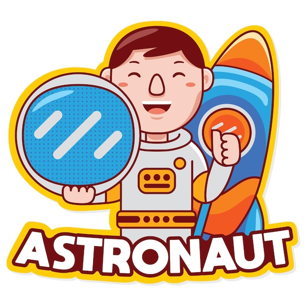 Astronaut beroep mascotte logo vector in cartoon-stijl