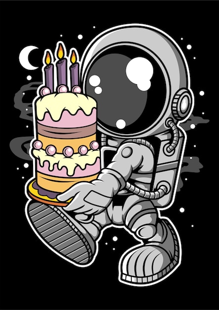 Personaggio dei cartoni animati di torta di compleanno di astronauta