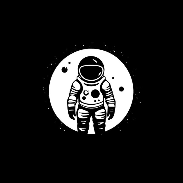 Astronaut black and white isolated icon vector illustration