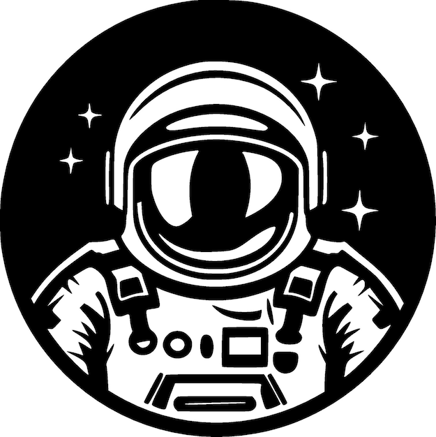 Astronaut black and white isolated icon vector illustration