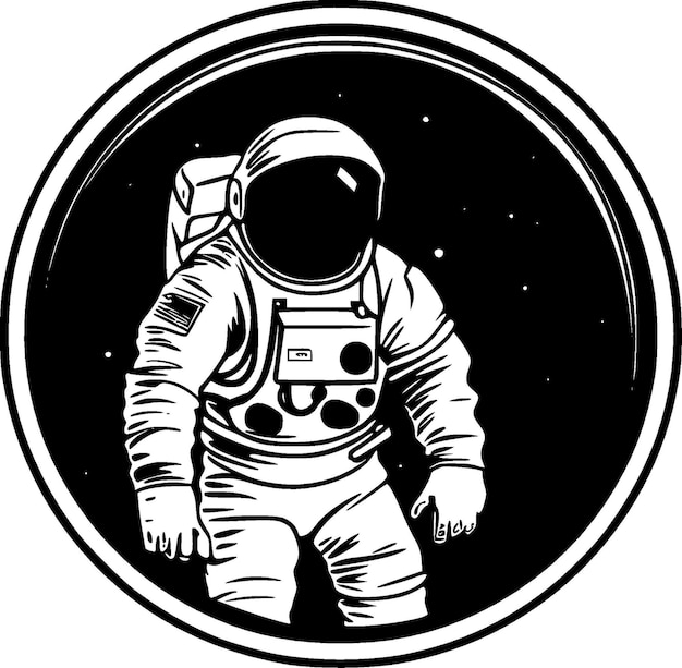 Astronaut Black and White Isolated Icon Vector illustration